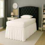 Cottingon Dorm Bed Skirt Twin XL 32" with Split Corners, 100% Microfiber Soft and Stylish, College Room Essential, Extra Long Dust Ruffle for Extended Beds, White