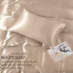 Vonty 3-Piece Silky Satin Duvet Cover Set King Size Duvet Cover, Organic Natural 400TC Beige Duvet Cover Set - Luxury & Sexy Bedding Duvet Covers with Zipper Closure(No Comforter)