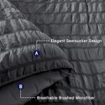 SunStyle Home Full/Queen Comforter Sets 7 Pieces, Seersucker Bed in a Bag Lightweight Bedding Sets, All Season Comforters with Flat Sheet, Fitted Sheet, Pillowcase and Pillow Sham, Dark Grey