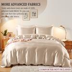 Vonty 3-Piece Silky Satin Duvet Cover Set King Size Duvet Cover, Organic Natural 400TC Beige Duvet Cover Set - Luxury & Sexy Bedding Duvet Covers with Zipper Closure(No Comforter)