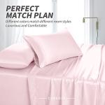 Cobedzy 4 Pcs Blush Pink Satin Sheets Queen Size Silky Satin Bedding Sheets Set with 1 Deep Pocket Fitted Sheet, 1 Flat Sheet, 2 Pillowcase