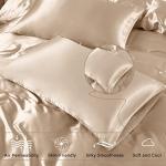Vonty 3-Piece Silky Satin Duvet Cover Set King Size Duvet Cover, Organic Natural 400TC Beige Duvet Cover Set - Luxury & Sexy Bedding Duvet Covers with Zipper Closure(No Comforter)