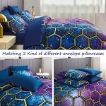 ZSYAYAHA 7 Pieces Kids Full Bedding Sets Boys Galaxy Comforter Set Blue Girls Space Bed Sets Geometric Hexagon Bed in A Bag Set for Girls Starry Room Decor(Space Blue Purple, Full)