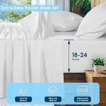SONORO KATE 100% Egyptian Cotton Sheets Set, Extra Deep Pocket up to 18"-24",1000 High Thread Count, Soft & Breathable 5-Star Hotel Sateen Bed Sheets - 4 PC (White,King)