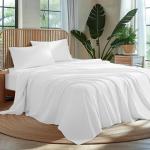 AiAngu 100% Egyptian Cotton King Size Sheets Set - Luxury 1000 High Thread Count Egyptian Cotton Bed Sheets 4 PC, Breathable & Cooling Sheets, 16" Deep Pocket(King,White)
