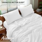 AiAngu 100% Egyptian Cotton King Size Sheets Set - Luxury 1000 High Thread Count Egyptian Cotton Bed Sheets 4 PC, Breathable & Cooling Sheets, 16" Deep Pocket(King,White)