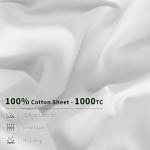AiAngu 100% Egyptian Cotton King Size Sheets Set - Luxury 1000 High Thread Count Egyptian Cotton Bed Sheets 4 PC, Breathable & Cooling Sheets, 16" Deep Pocket(King,White)