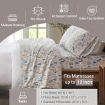 True North by Sleep Philosophy Cozy Flannel Warm 100% Cotton Sheet - Novelty Print Animals Stars Cute Ultra Soft Cold Weather Bedding Set, Twin, Multi Forest Animals 3 Piece