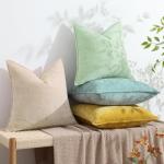 decorUhome Couch Throw Pillow Covers 18x18 Set of 2, Decorative Soft Euro Neutral Chenille Pillow Covers with Elegant Design for Sofa Bed Living Room Home Decor, Beige