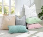 decorUhome Couch Throw Pillow Covers 18x18 Set of 2, Decorative Soft Euro Neutral Chenille Pillow Covers with Elegant Design for Sofa Bed Living Room Home Decor, Beige