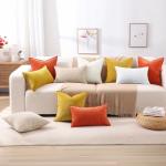 decorUhome Couch Throw Pillow Covers 18x18 Set of 2, Decorative Soft Euro Neutral Chenille Pillow Covers with Elegant Design for Sofa Bed Living Room Home Decor, Beige