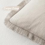 MIULEE Christmas Decorative Throw Pillow Covers Neutral Linen Fringe Fall Throw Pillows Set of 2 Natural Beige Boho Farmhouse Cushion Covers with Tassels for Couch Sofa Bed Home Decor 20x20 Inch