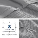 100% Egyptian Cotton Duvet Cover Set Queen Size, Waffle Weave Duvet Cover, 600 TC Soft Breathable Luxury Textured Bedding Set for All Season, 3 PCS, 1 Duvet Cover and 2 Pillowcases, Gray, 90"x90"
