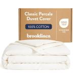 Brooklinen Luxury Percale Duvet Cover – 100% Cotton, Cool, Crisp, Extra-Long Corner Ties, Button Closure, Soft & Breathable – Machine Washable, Duvet Cover King/California King Bed Sizes (Cream)