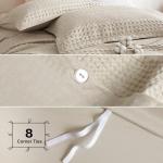 PHF 100% Cotton Waffle Duvet Cover King Size, Soft Breathable Cotton Bedding Duvet Cover Set for All Season, Weave Luxury Textured Design for All Home Decor, 3 Pieces, 104"x90", Oatmeal