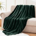 Exclusivo Mezcla Extra Large Fleece Throw Blanket for Couch, Sofa, 300GSM Super Soft and Warm Blankets, Forest Green Throw All Season Use, Cozy, Plush, Lightweight, 50x70 Inches