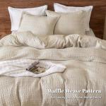 PHF 100% Cotton Waffle Duvet Cover King Size, Soft Breathable Cotton Bedding Duvet Cover Set for All Season, Weave Luxury Textured Design for All Home Decor, 3 Pieces, 104"x90", Oatmeal