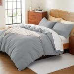 100% Egyptian Cotton Duvet Cover Set Queen Size, Waffle Weave Duvet Cover, 600 TC Soft Breathable Luxury Textured Bedding Set for All Season, 3 PCS, 1 Duvet Cover and 2 Pillowcases, Gray, 90"x90"