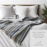 DII Modern Zig Zag Throw Blanket Woven Cotton, Hand-Knotted 2.5" Fringe, 50x60, Natural