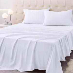 Homilay Twin Size Bed Sheet Set - 3 Piece Soft Microfiber Sheets with Deep Pockets, Cooling Technology, and Wrinkle-Free Pillowcase. Hotel-Quality, Durable Bedding, Brilliant White