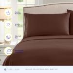 Queen Size Bed Sheets - Breathable Luxury Sheets with Full Elastic & Secure Corner Straps Built In - 1800 Supreme Collection Extra Soft Deep Pocket Bedding Set, Sheet Set, Queen, Brown