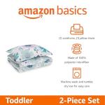 Amazon Basics 2 Piece Microfiber Kid's Comforter and Pillow Sham Set, Toddler, Purple Flowers, Floral