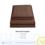 Queen Size Bed Sheets - Breathable Luxury Sheets with Full Elastic & Secure Corner Straps Built In - 1800 Supreme Collection Extra Soft Deep Pocket Bedding Set, Sheet Set, Queen, Brown