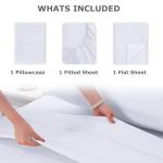 Homilay Twin Size Bed Sheet Set - 3 Piece Soft Microfiber Sheets with Deep Pockets, Cooling Technology, and Wrinkle-Free Pillowcase. Hotel-Quality, Durable Bedding, Brilliant White