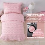 Pink Toddler Bedding Set for Girls 4-Piece Boho Tufted Toddler Comforter Set Jacquard Tufts Bed-in-a-Bag Crib Toddler Bed Sheet Set for Kids with Comforter, Flat Sheet, Fitted Sheet, Pillowcase