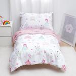 david's kids 4 Piece Toddler Bedding Set - Soft Breathable Toddler Bedding Set for Girls, Includes Quilted Comforter, Flat Sheet, Fitted Sheet and Pillowcase, Princess