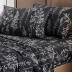 HYPREST Grey Black Sheets King,Deep Pocket Sheets, 1800 Thread Count Pattrn Bed Sheets Soft Breathable Cute Printed Boho Farmhouse Bed Sheets, Oeko-Tex Certificated- Up to 18 Inch