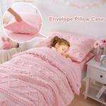 Pink Toddler Bedding Set for Girls 4-Piece Boho Tufted Toddler Comforter Set Jacquard Tufts Bed-in-a-Bag Crib Toddler Bed Sheet Set for Kids with Comforter, Flat Sheet, Fitted Sheet, Pillowcase