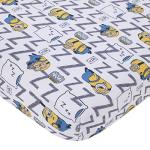 Illimuniation Lazy Minions Club Gray, Blue, Yellow, and White Let Me Sleep 4 Piece Toddler Bed Set - Comforter, Fitted Bottom Sheet, Flat Top Sheet, and Reversible Pillowcase