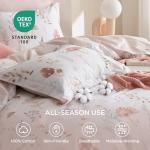 Bedsure Duvet Cover Queen Size - 100% Cotton Reversible Cute Flower Floral Queen Duvet Cover Set with Zipper Closure, 3 Pieces Soft & Breathable Shell Beige Bedding Set with 2 Pillow Shams 20"x26"