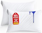 Utopia Bedding Waterproof Pillow Protectors Zippered Queen Size (2 Pack, White), Zippered Pillowcases, Bed Bug Proof Pillow Encasement Covers 20 x 28 Inches