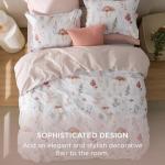 Bedsure Duvet Cover Queen Size - 100% Cotton Reversible Cute Flower Floral Queen Duvet Cover Set with Zipper Closure, 3 Pieces Soft & Breathable Shell Beige Bedding Set with 2 Pillow Shams 20"x26"