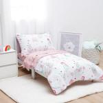 david's kids 4 Piece Toddler Bedding Set - Soft Breathable Toddler Bedding Set for Girls, Includes Quilted Comforter, Flat Sheet, Fitted Sheet and Pillowcase, Princess