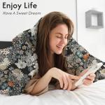 LONAVA Queen Duvet Cover Set Printed 3 Pieces, (No Comforter) 1 Lightweight Flower Black Duvet Cover with Zipper Closure and 2 Pillowcases,Premium Soft Microfiber (Midnight Blossoms)
