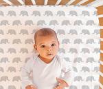 The Peanutshell 3 Piece Baby Crib Bedding Set for Boys & Girls - Newborn, Infant & Toddler Nursery Bed Set Decor with Fitted Crib Sheet, Dust Ruffle Comforter - Elephant Walk