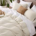 Bedsure Duvet Cover King Size - Soft Cationic Dyed Duvet Cover Set for Kids with Zipper Closure, 3 Pieces Bedding Set(Beige, 104"x90")
