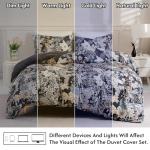 LONAVA Queen Duvet Cover Set Printed 3 Pieces, (No Comforter) 1 Lightweight Flower Black Duvet Cover with Zipper Closure and 2 Pillowcases,Premium Soft Microfiber (Midnight Blossoms)