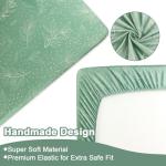 HNHUAMING Green Leaf Crib Bedding Set, 4-Piece Baby Boy Bedding Set, Neutral Nursery Bedding Set, Fitted Crib Sheet, Crib Skirt, Baby Quilt, and Diaper Stacker, Sage