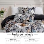 LONAVA Queen Duvet Cover Set Printed 3 Pieces, (No Comforter) 1 Lightweight Flower Black Duvet Cover with Zipper Closure and 2 Pillowcases,Premium Soft Microfiber (Midnight Blossoms)