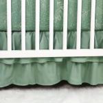 HNHUAMING Green Leaf Crib Bedding Set, 4-Piece Baby Boy Bedding Set, Neutral Nursery Bedding Set, Fitted Crib Sheet, Crib Skirt, Baby Quilt, and Diaper Stacker, Sage