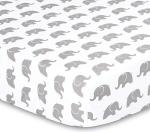 The Peanutshell 3 Piece Baby Crib Bedding Set for Boys & Girls - Newborn, Infant & Toddler Nursery Bed Set Decor with Fitted Crib Sheet, Dust Ruffle Comforter - Elephant Walk