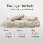Oli Anderson Boho Duvet Cover Set Queen Size, Beige and Terracotta Color Clash 3 Pieces Microfiber Bedding Set, Durable and Super Soft Duvet Covers with Zipper and Ties, 90"*90"