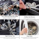 LONAVA Queen Duvet Cover Set Printed 3 Pieces, (No Comforter) 1 Lightweight Flower Black Duvet Cover with Zipper Closure and 2 Pillowcases,Premium Soft Microfiber (Midnight Blossoms)