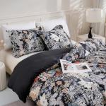 LONAVA Queen Duvet Cover Set Printed 3 Pieces, (No Comforter) 1 Lightweight Flower Black Duvet Cover with Zipper Closure and 2 Pillowcases,Premium Soft Microfiber (Midnight Blossoms)