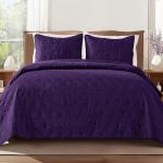 Whale Flotilla Queen Quilt Bedding Set, Soft Purple Bedspreads Quilts Queen Full Size for All Seasons, 3 Pieces Lightweight Geometric Star Pattern Coverlet