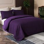 Whale Flotilla Queen Quilt Bedding Set, Soft Purple Bedspreads Quilts Queen Full Size for All Seasons, 3 Pieces Lightweight Geometric Star Pattern Coverlet